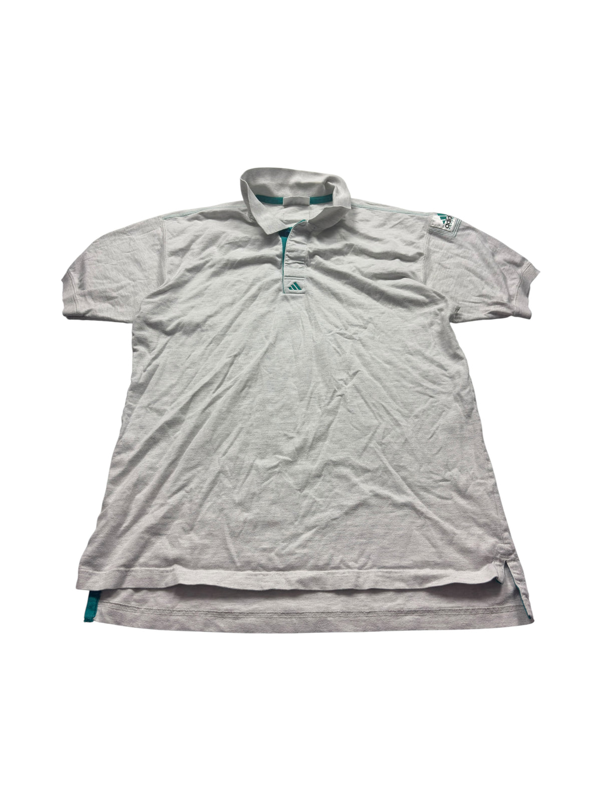 Hellgraues Adidas Equipment Vintage Poloshirt, Vorderansicht
