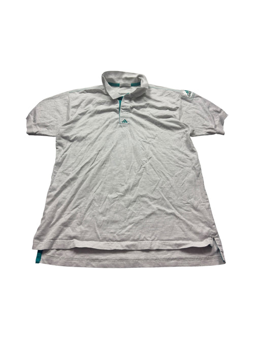 Hellgraues Adidas Equipment Vintage Poloshirt, Vorderansicht