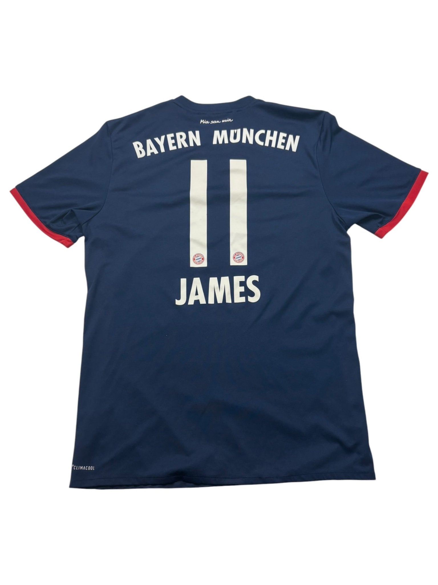 Adidas FC Bayern James 11 Vintage Fußballtrikot – Navy/Rot (M) - PKeyVintage