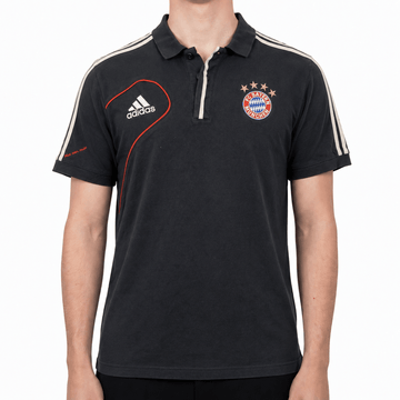 Adidas FC Bayern Vintage Polo Schwarz mit Wappen – Größe M - PKeyVintage