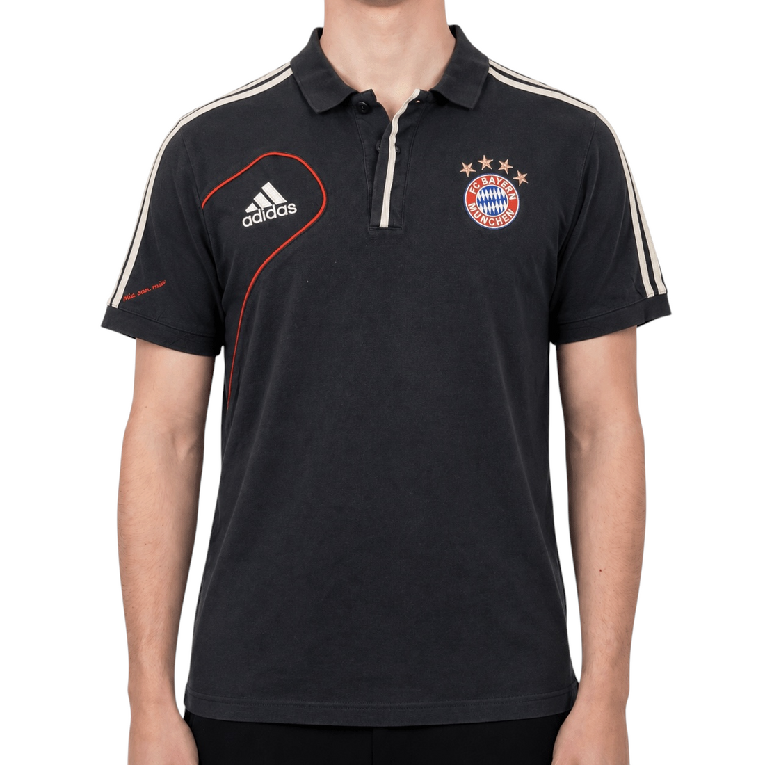 Adidas FC Bayern Vintage Polo Schwarz mit Wappen – Größe M - PKeyVintage