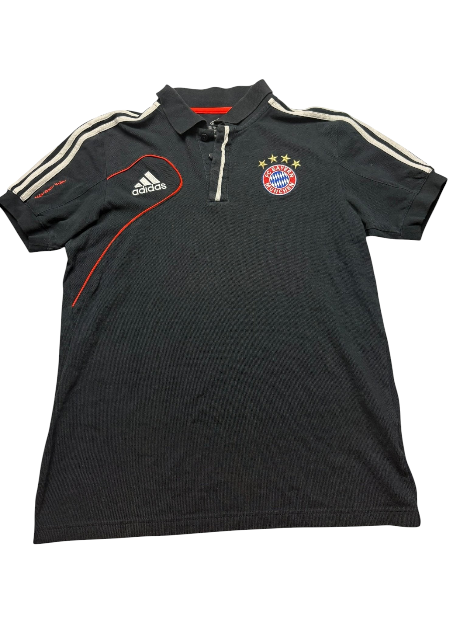Adidas FC Bayern Vintage Polo Schwarz mit Wappen – Größe M - PKeyVintage