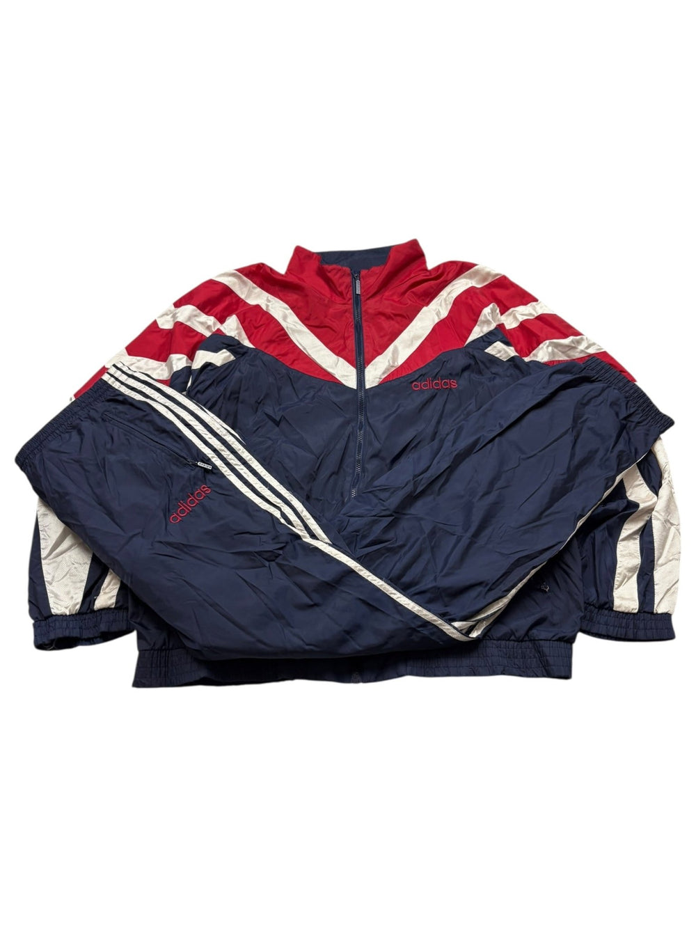 Adidas Firebird 90s Trainingsanzug - Navy/Rot/Weiß (XL) - PKeyVintage