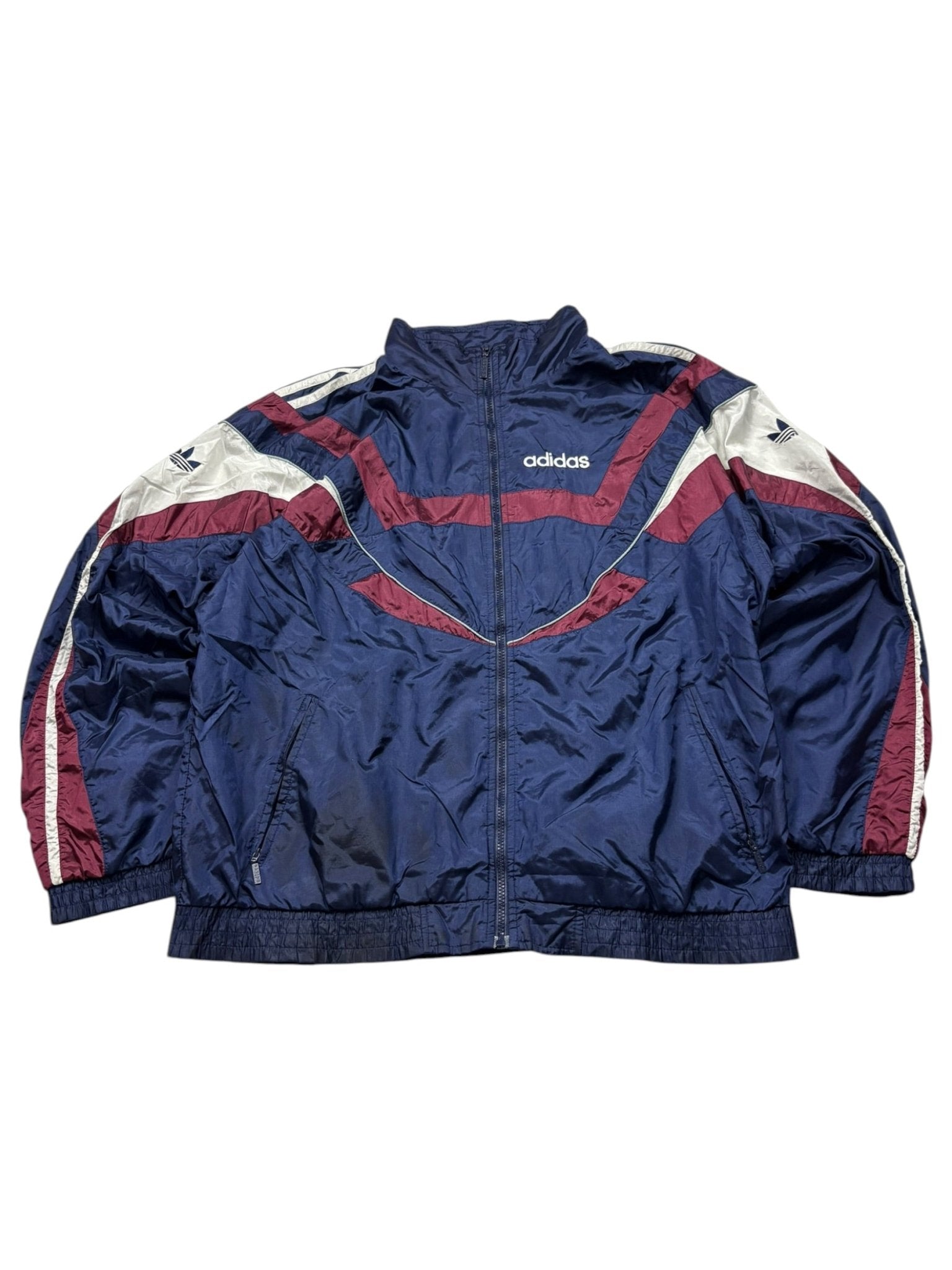 Adidas Firebird 90s Vintage Trackjacket – Navy/Bordeaux (L) - PKeyVintage