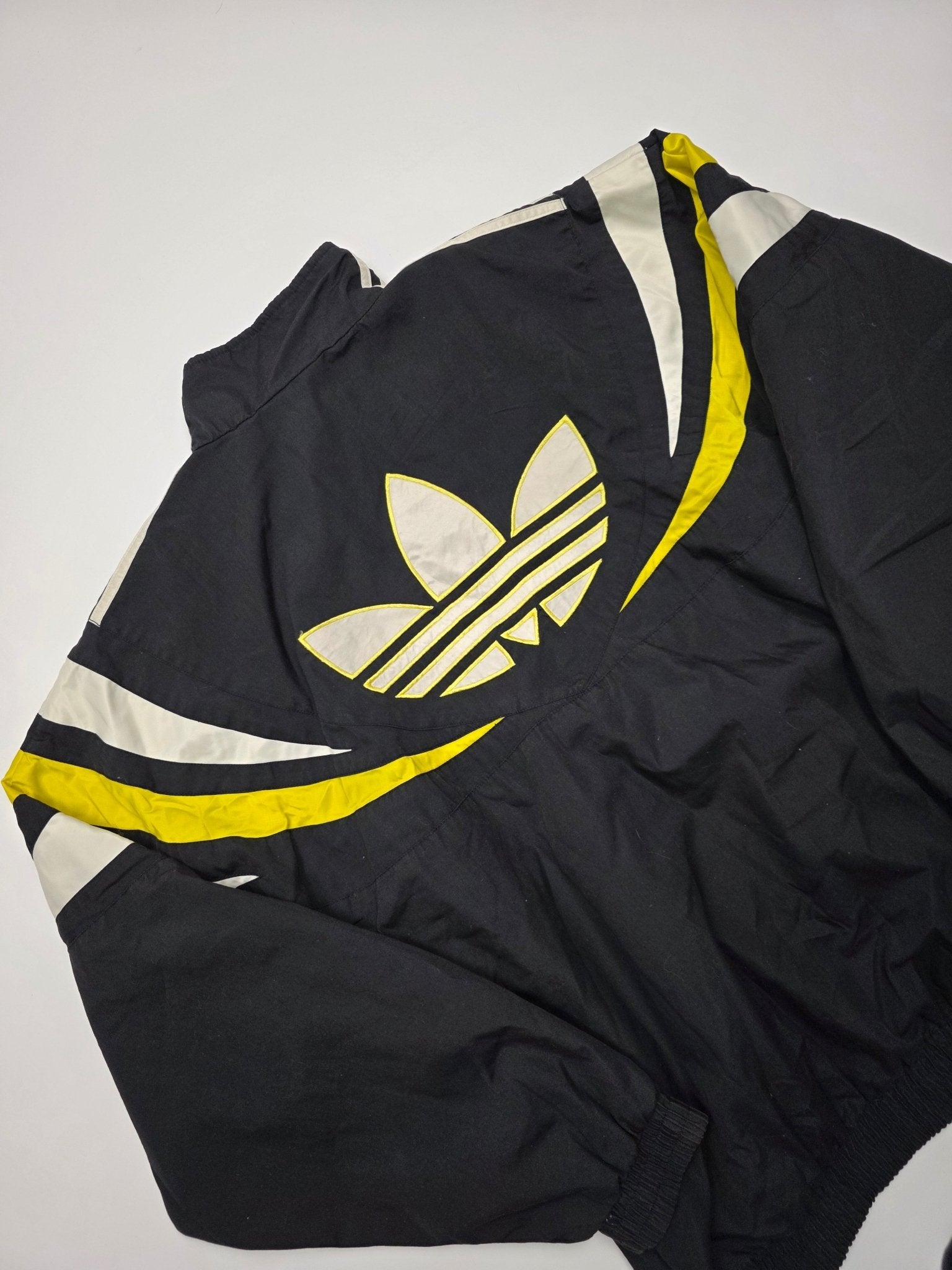 Adidas Firebird 90s Vintage Trackjacket – Schwarz/Gelb (L) - PKeyVintage