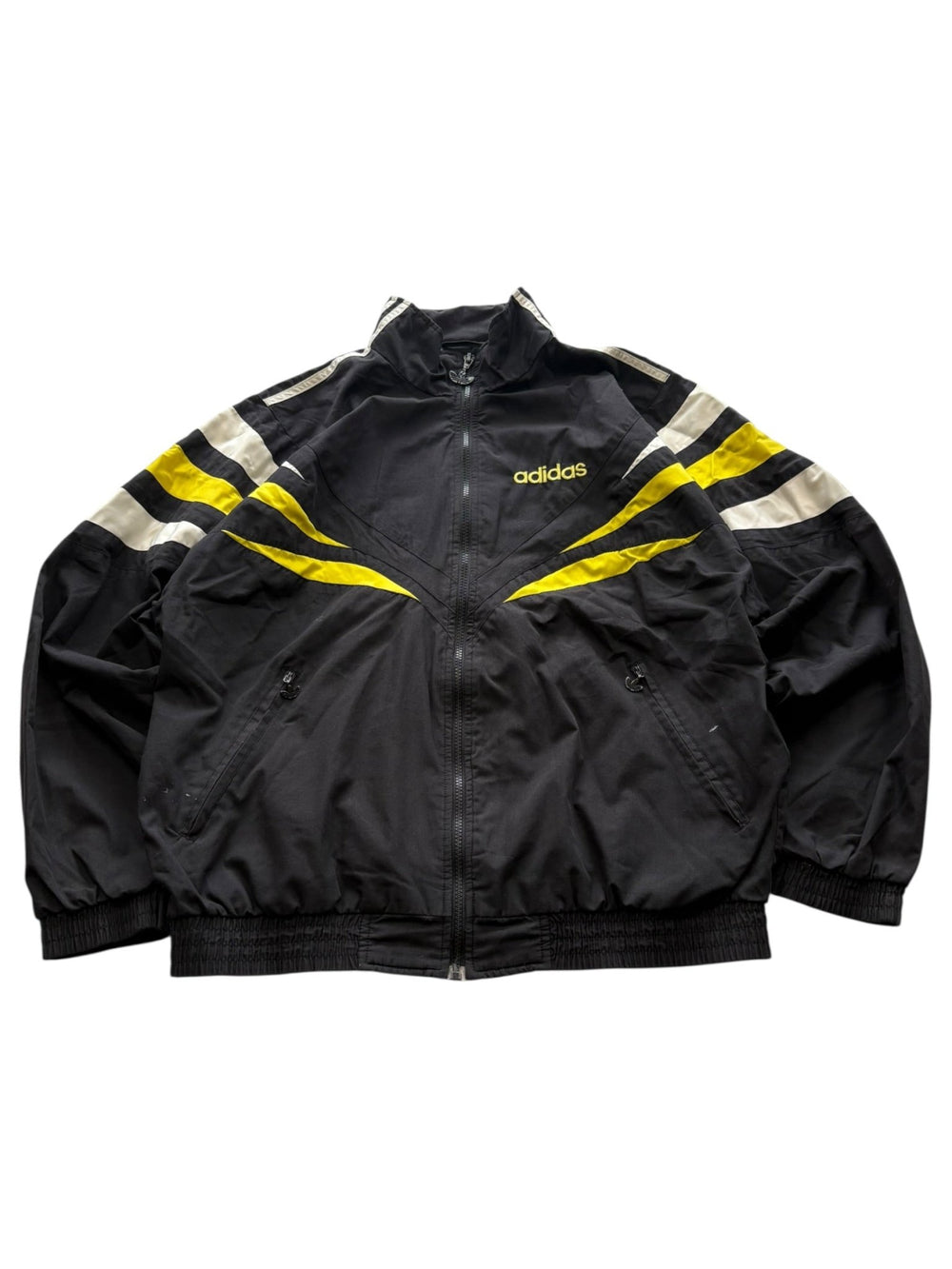 Adidas Firebird 90s Vintage Trackjacket – Schwarz/Gelb (L) - PKeyVintage