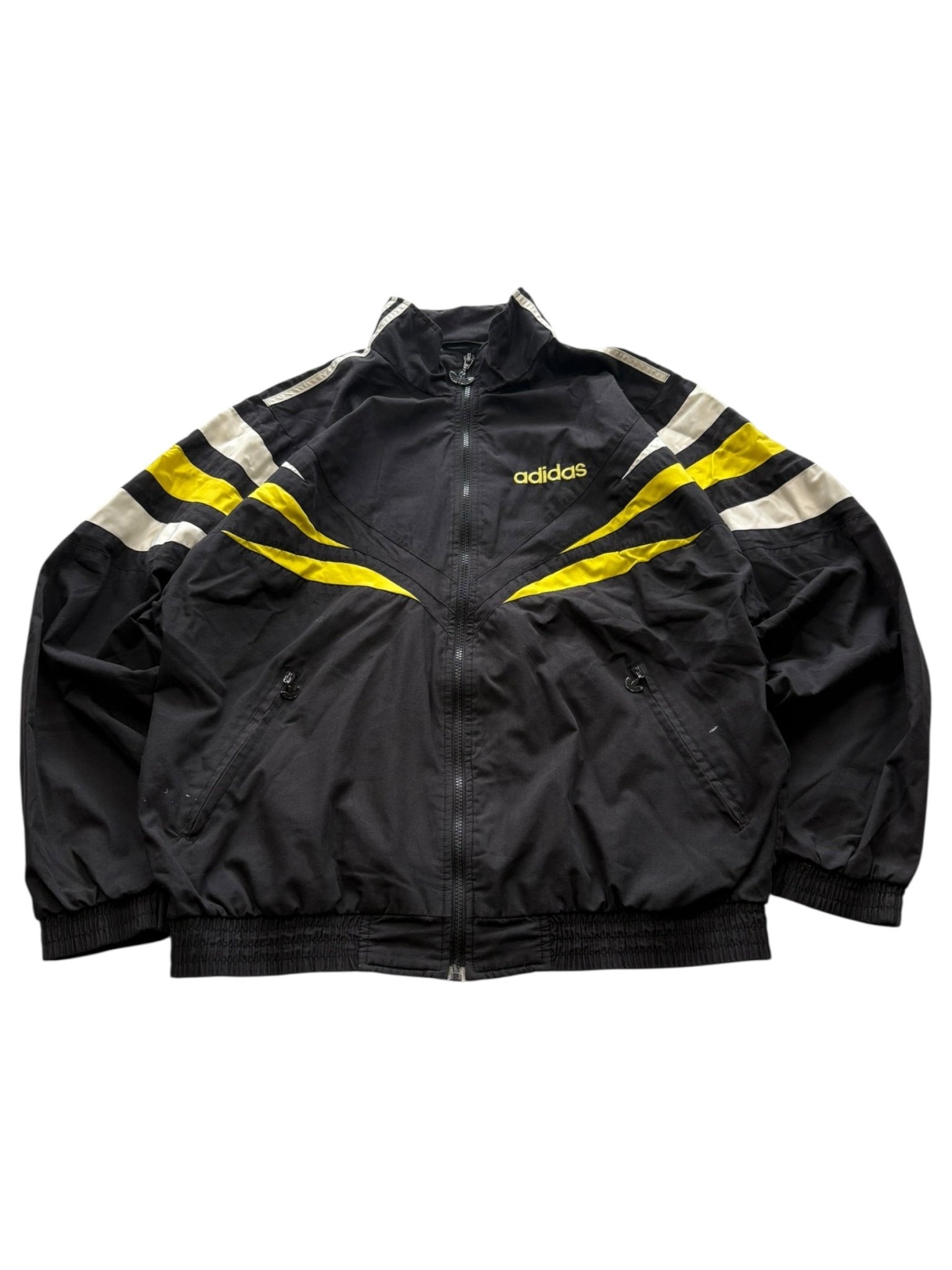 Adidas Firebird 90s Vintage Trackjacket – Schwarz/Gelb (L) - PKeyVintage
