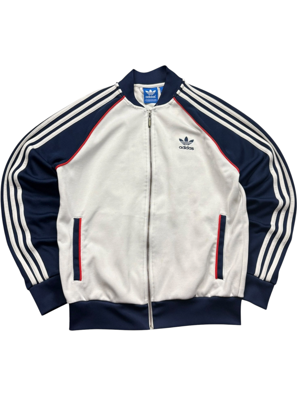 Adidas Firebird Trackjacket 2015 Weiß Navy Größe M Frontansicht
