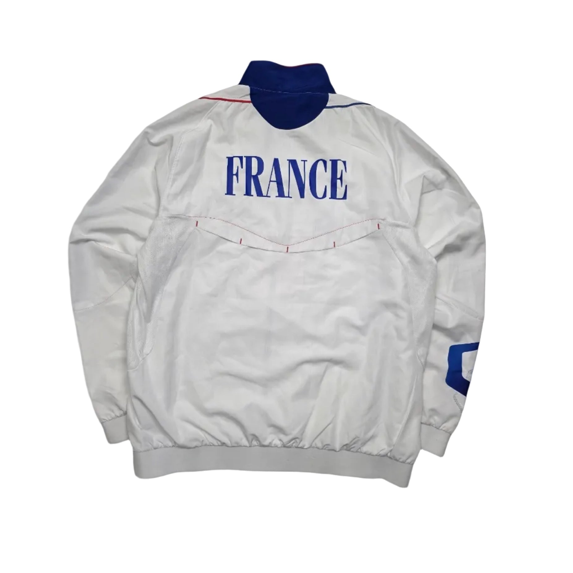Adidas France 3 - Streifen Vintage Trackjacket – Weiß/Blau (XL) - PKeyVintage