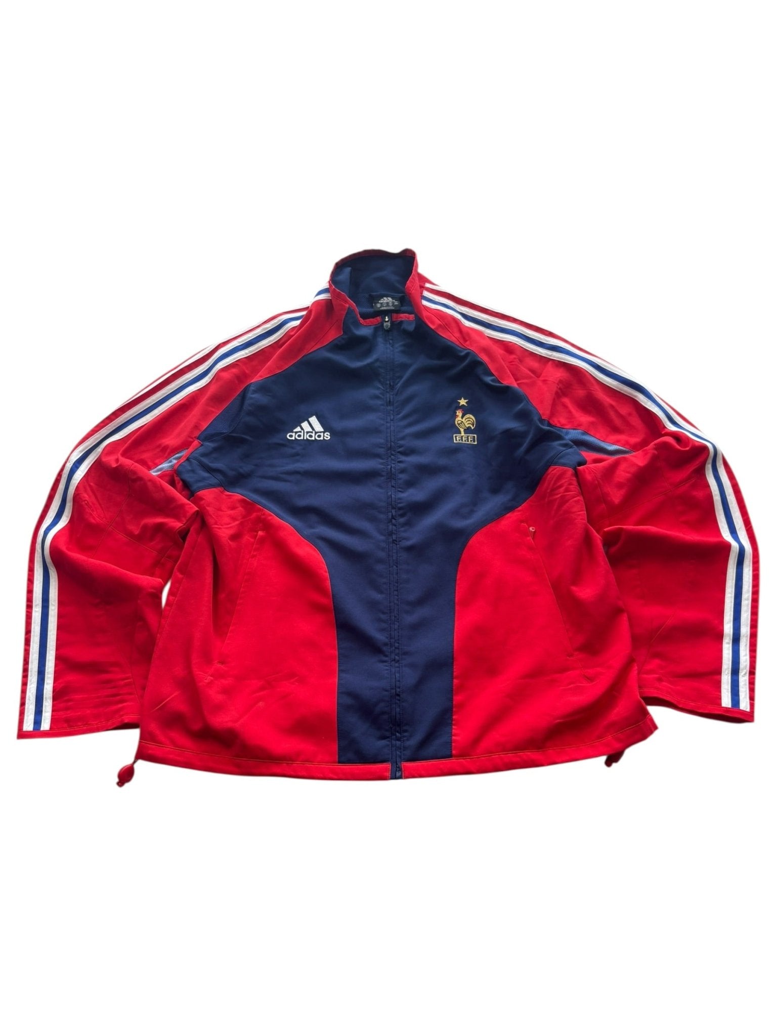 Adidas Frankreich FFF Vintage Trackjacket – Rot/Navy (L) - PKeyVintage