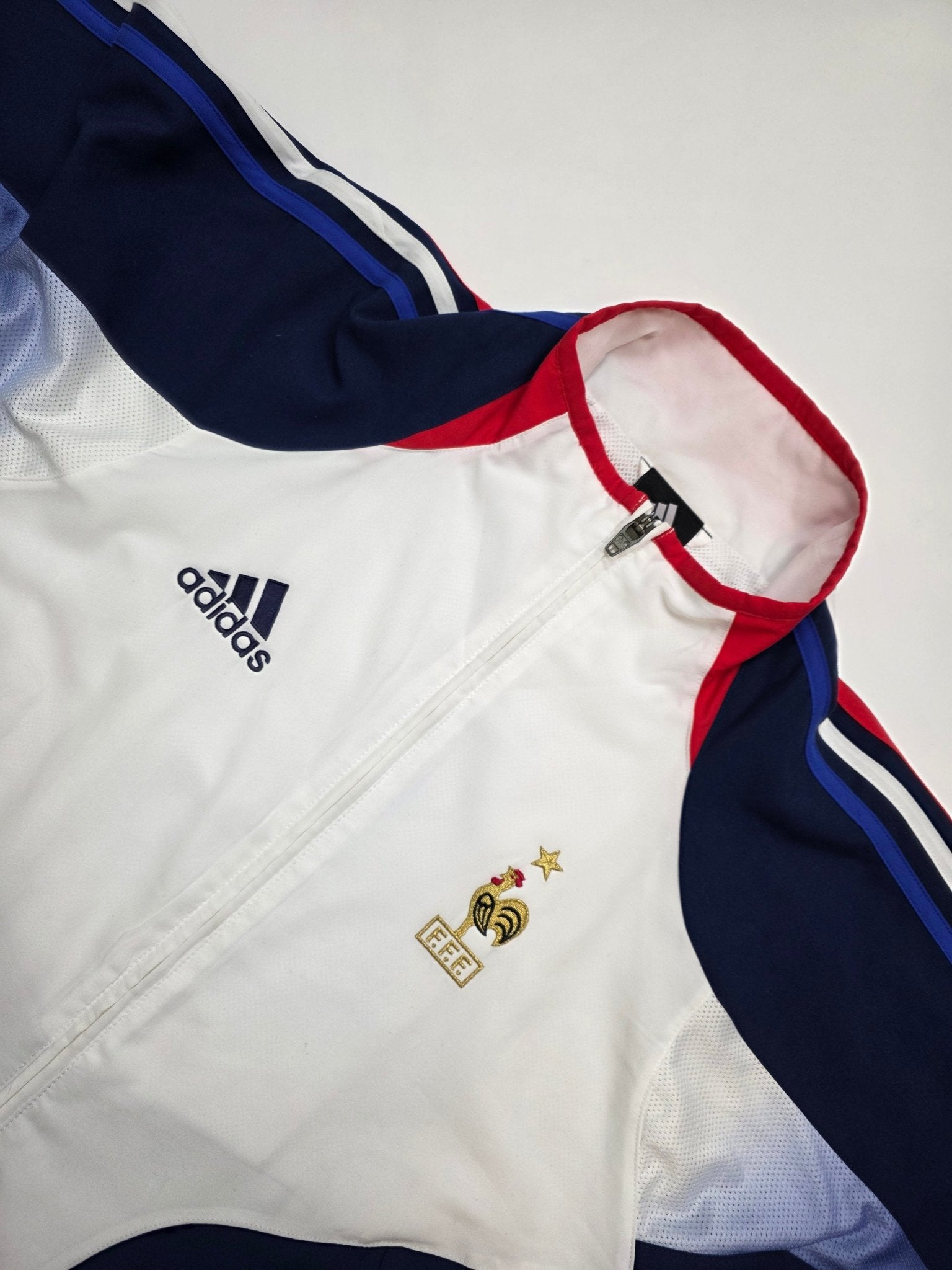 Adidas Frankreich Trackjacket - Weiß/Navy (S) - PKeyVintage