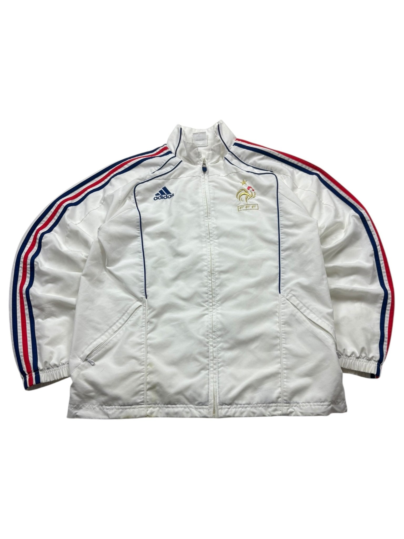 Adidas Frankreich Tracksuit - Weiß/Rot/Blau (L) - PKeyVintage
