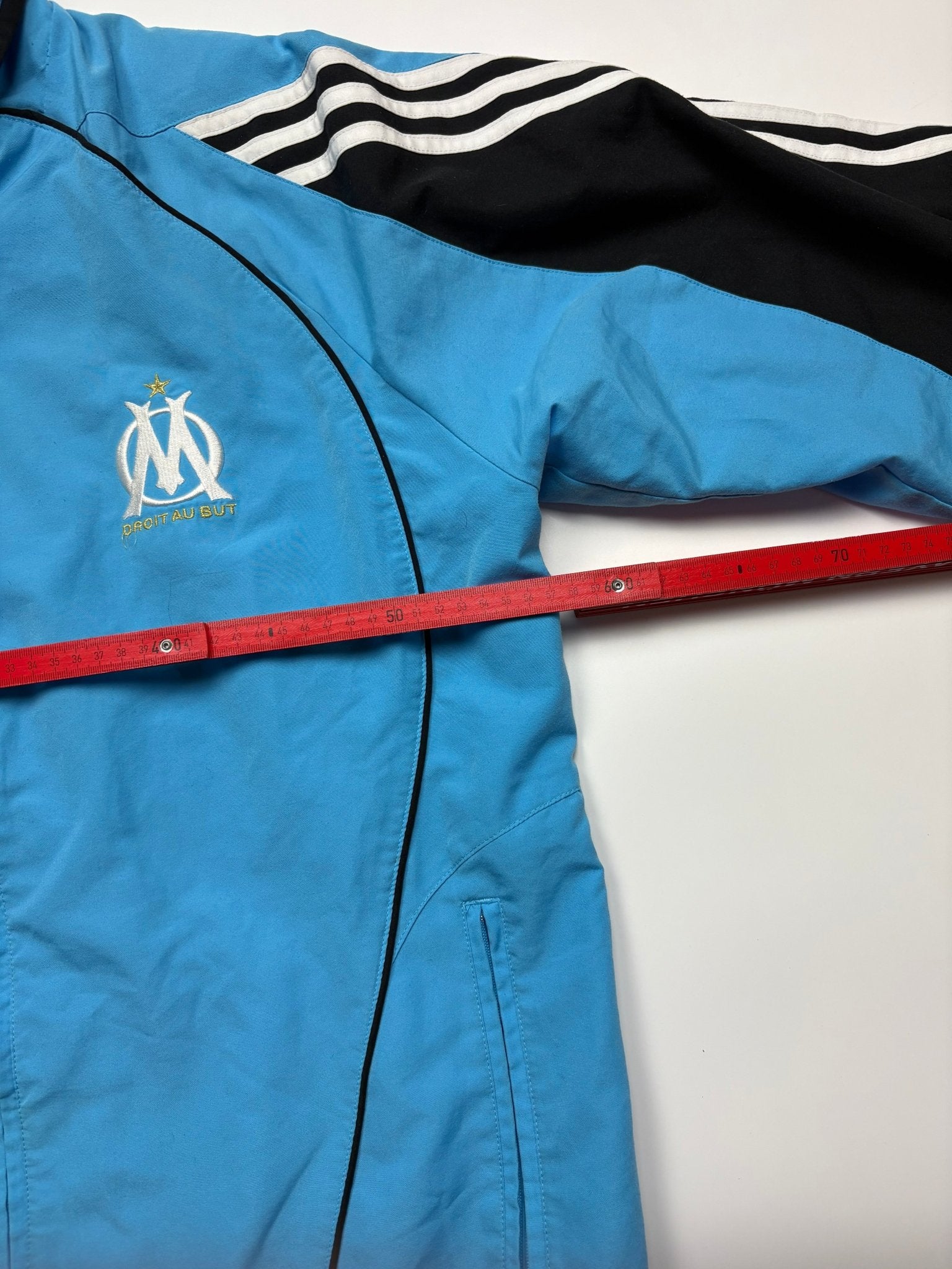 Adidas Olympique Marseille Trainingsjacke - Blau/Schwarz (L) - PKeyVintage