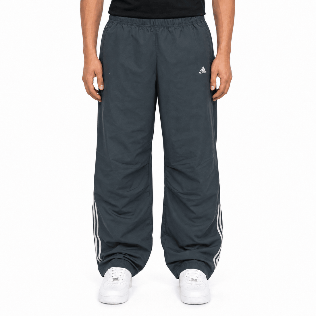 Adidas Open-Leg 3-Streifen Vintage Trackpants – Navy (M) - PKeyVintage