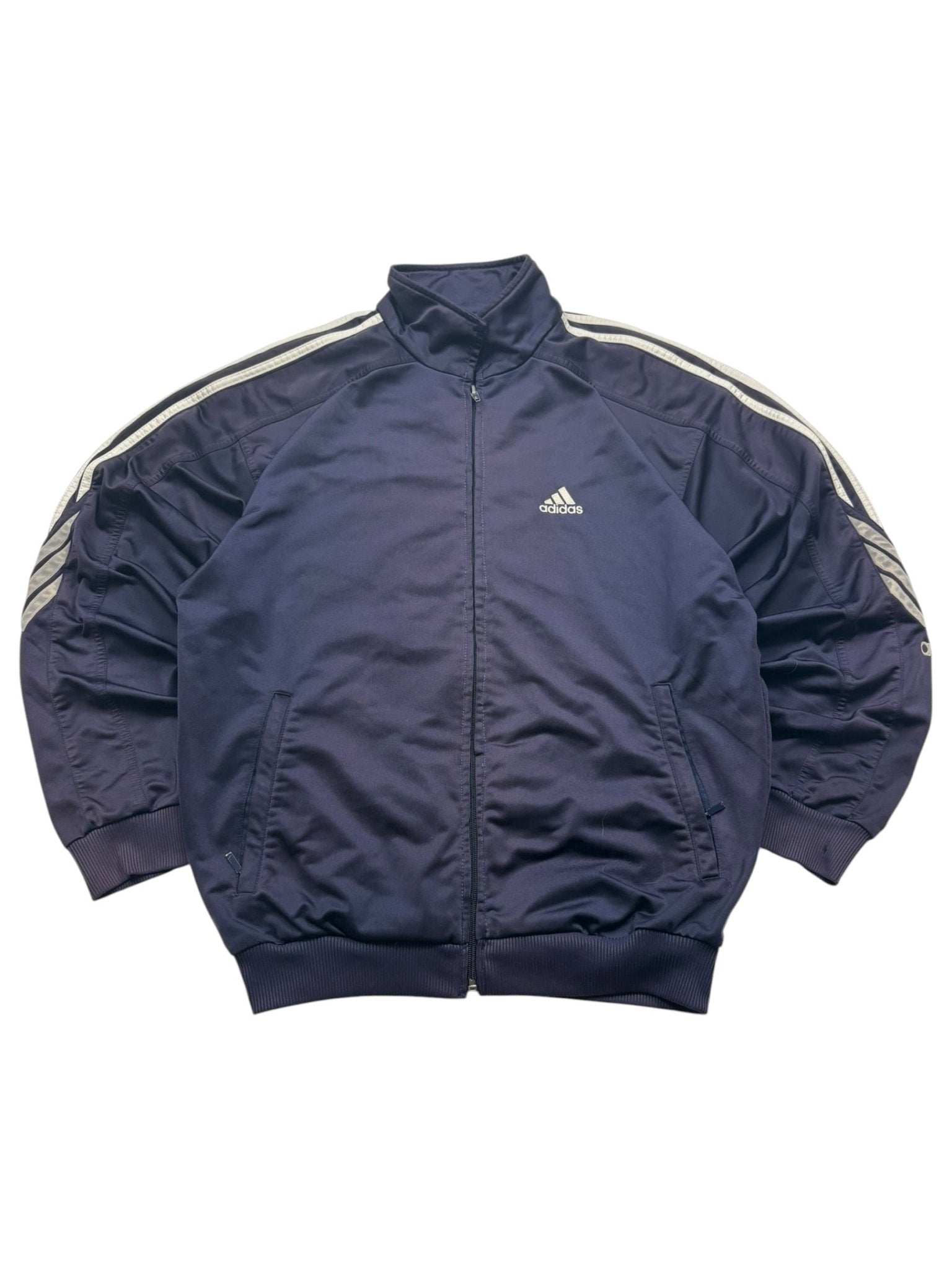 Adidas Sleeve Logo Vintage Trackjacket – Navy/Silber (M) - PKeyVintage