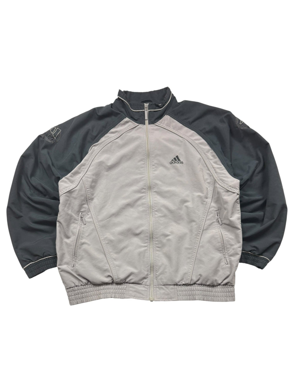 Adidas Sleeve Logo Y2K Vintage Trainingsjacke – Grau/Anthrazit (M) - PKeyVintage