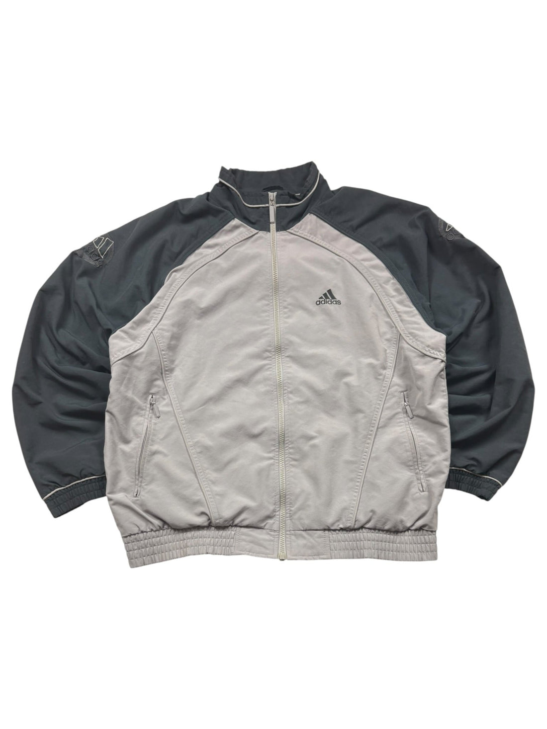Adidas Sleeve Logo Y2K Vintage Trainingsjacke – Grau/Anthrazit (M) - PKeyVintage