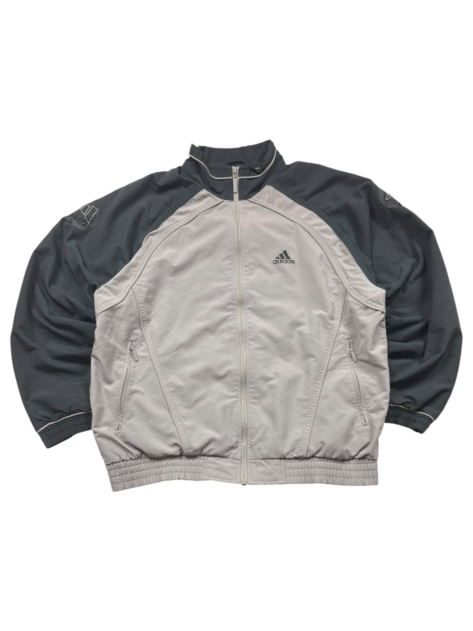 Adidas Sleeve Logo Y2K Vintage Trainingsjacke – Grau/Anthrazit (M) - PKeyVintage