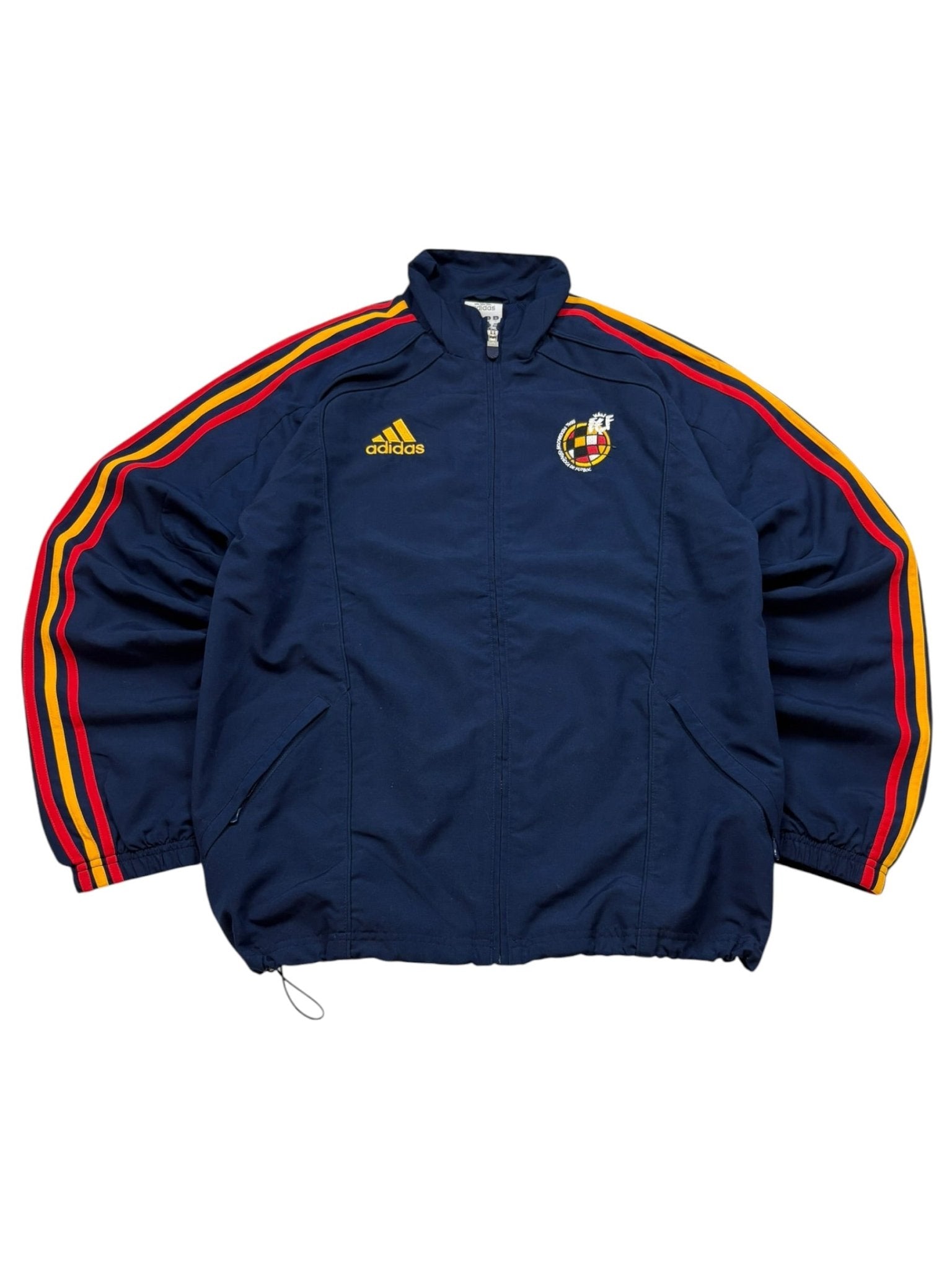 Adidas Spanien 3 - Streifen Vintage Tracksuit – Navy/Rot/Gelb (M) - PKeyVintage