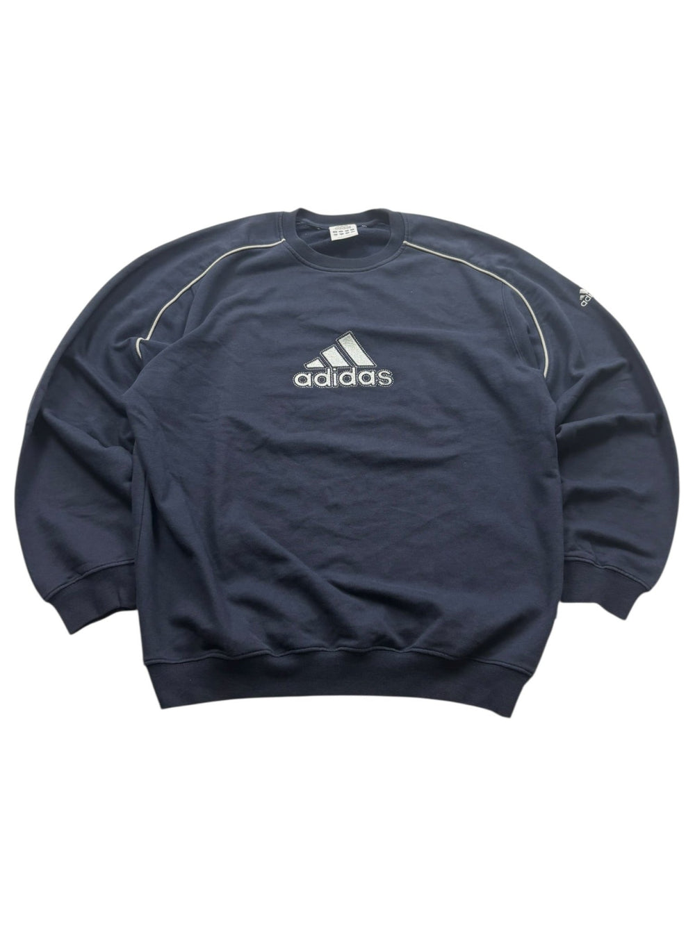 Adidas Vintage Sweater Navy Größe L mit großem Frontlogo