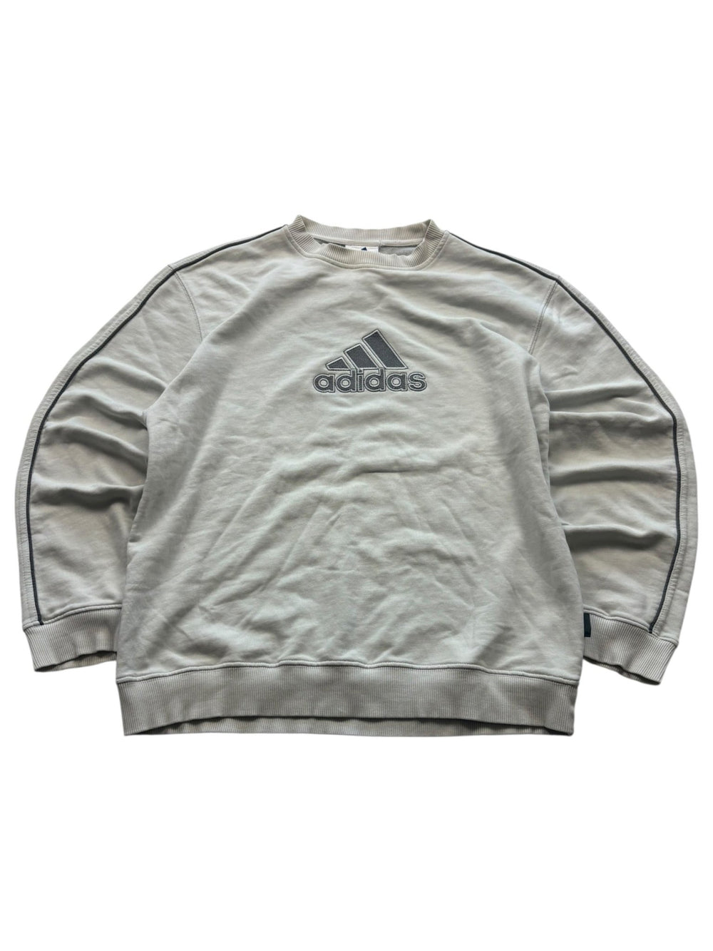  Adidas Vintage Sweater Hellgrau Größe M mit gesticktem Frontlogo