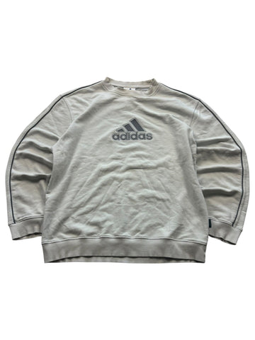  Adidas Vintage Sweater Hellgrau Größe M mit gesticktem Frontlogo