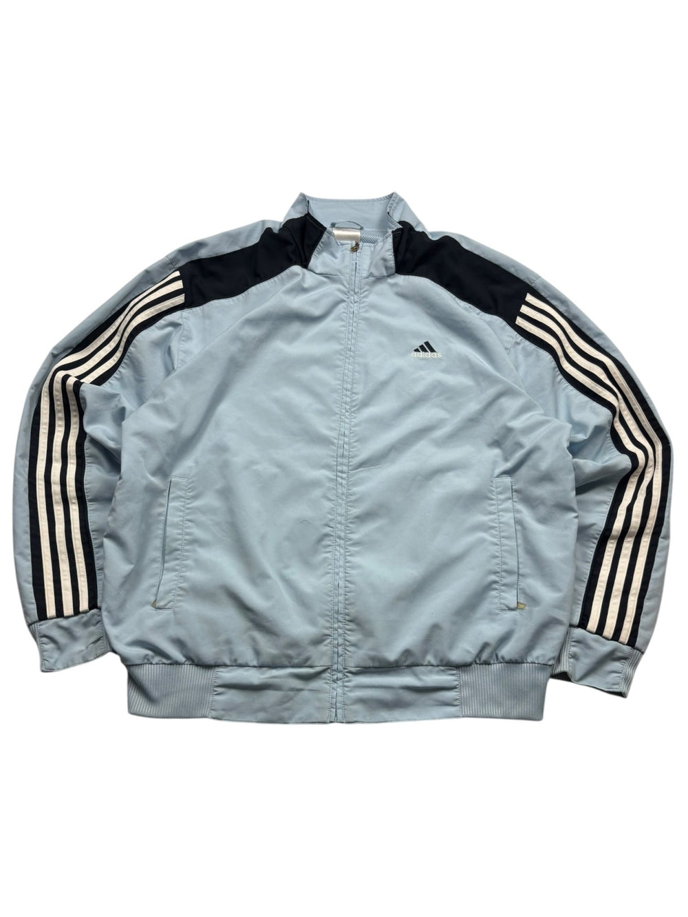 Adidas Trackjacke - Hellblau/Schwarz (L) - PKeyVintage