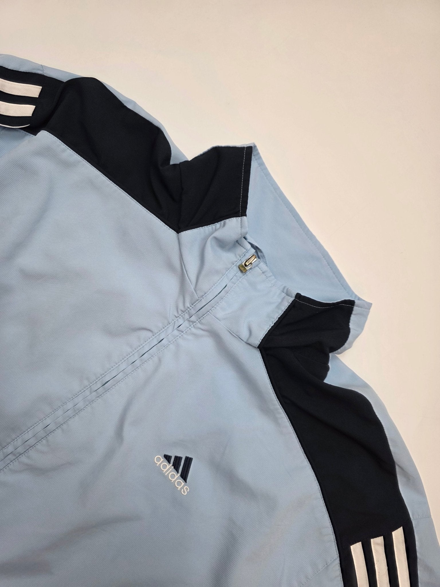 Adidas Trackjacke - Hellblau/Schwarz (L) - PKeyVintage