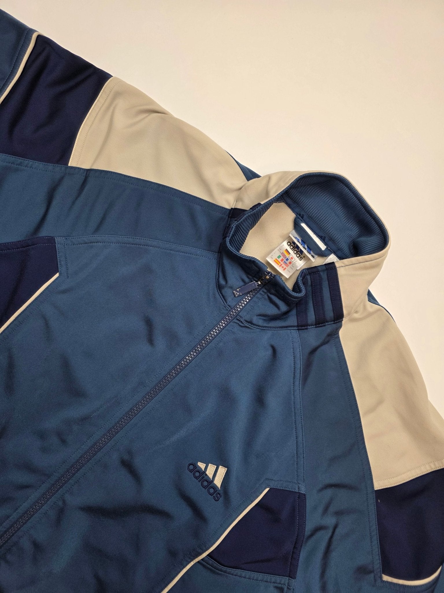 Adidas Trackjacket - Blau/Beige (L) - PKeyVintage