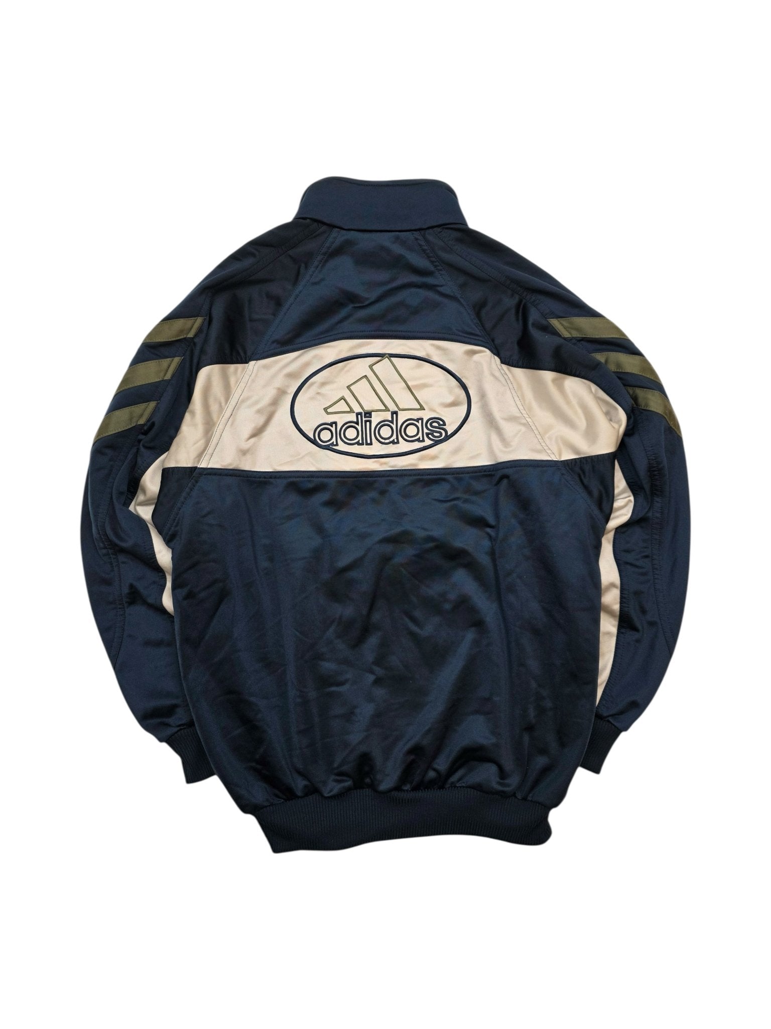 Adidas Trackjacket Dunkelblau Beige – S - PKeyVintage