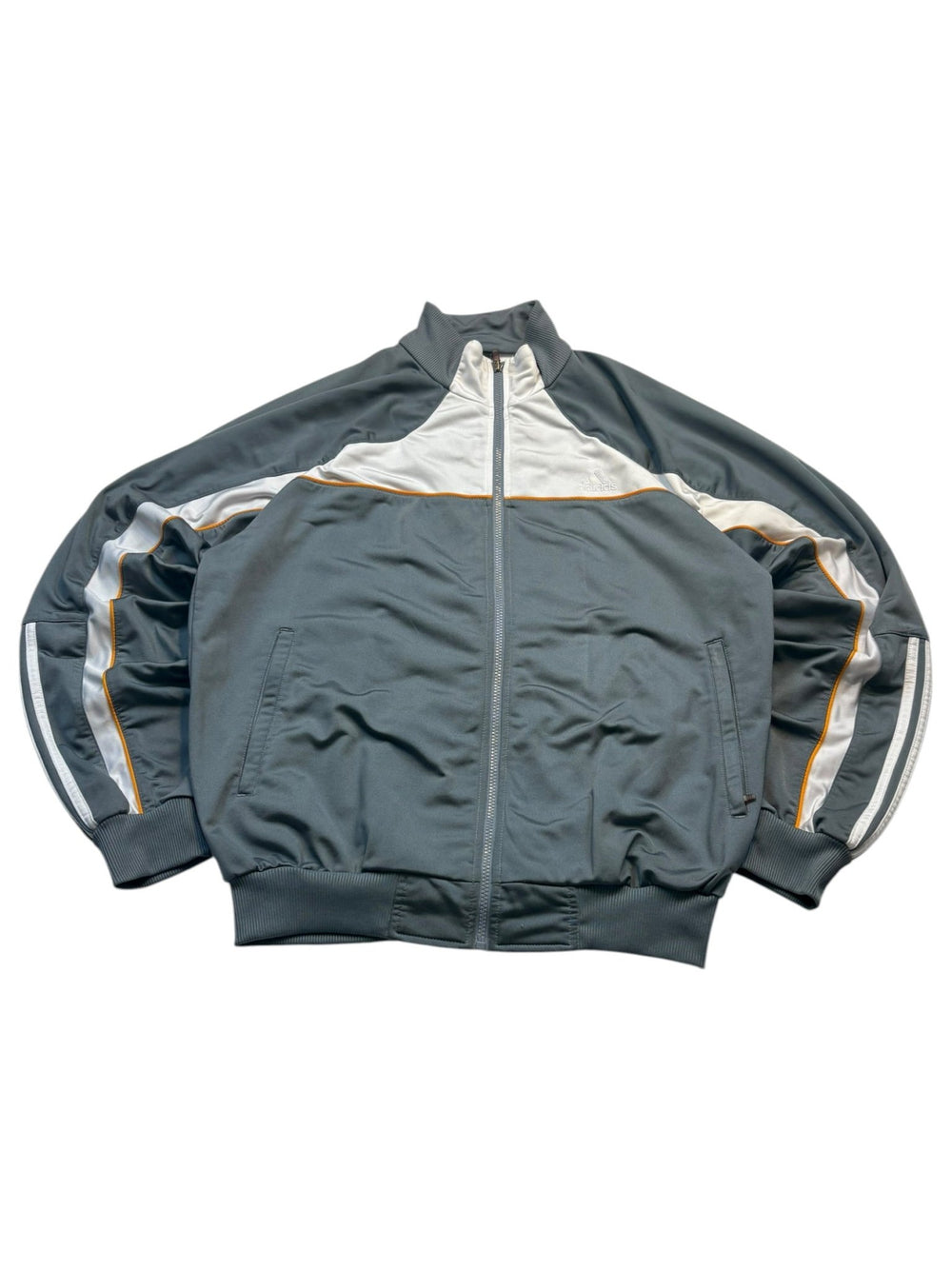 Adidas Vintage Trackjacket Grau/Weiß/Orange XL mit Panels und Piping