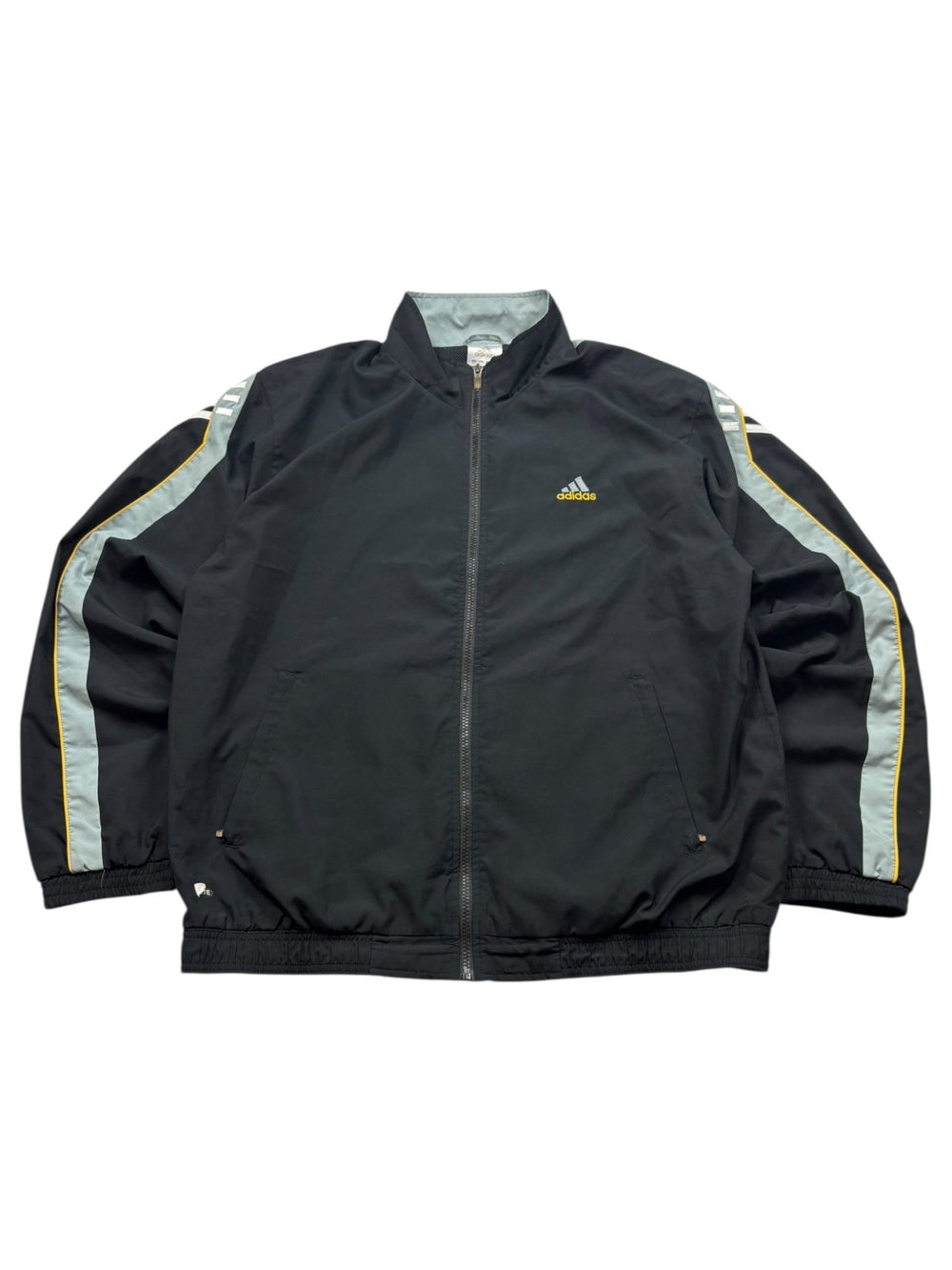 Adidas Trackjacket - Schwarz/Grau/Gelb (L) - PKeyVintage
