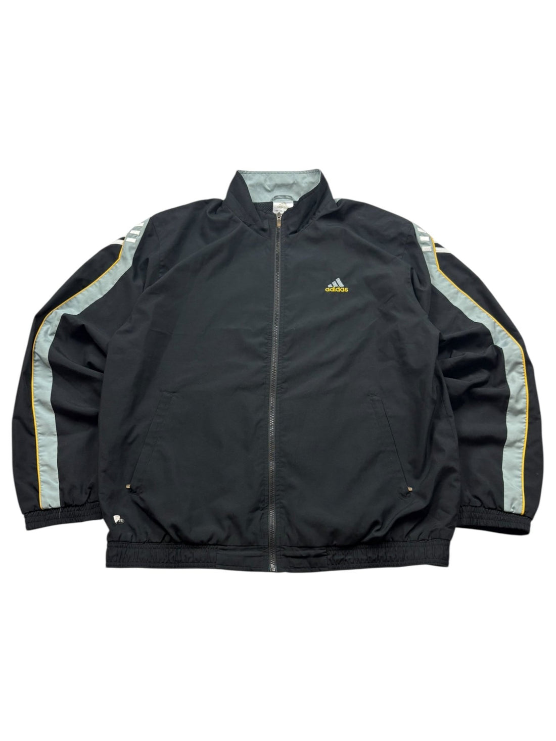 Adidas Trackjacket - Schwarz/Grau/Gelb (L) - PKeyVintage