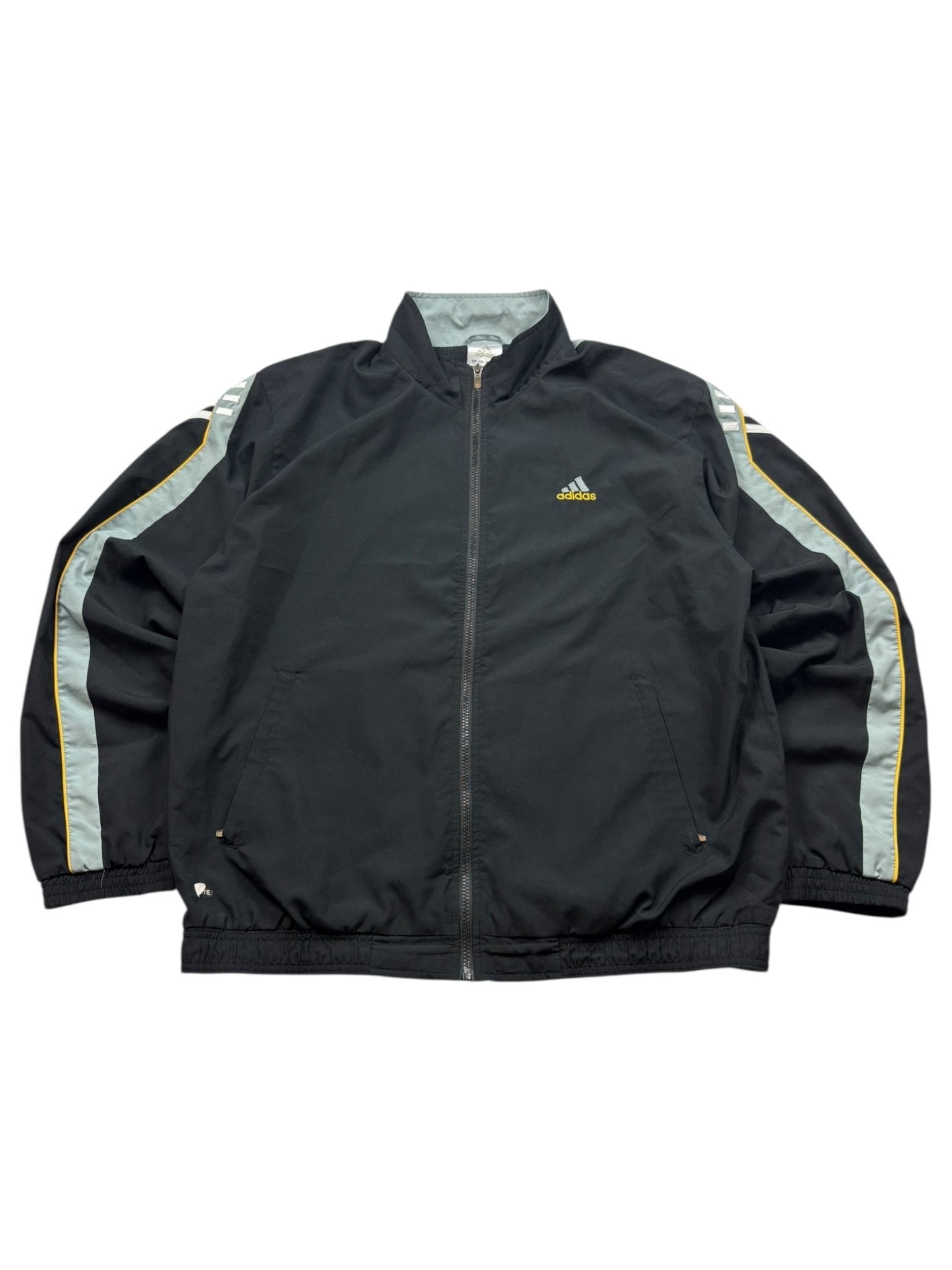 Adidas Trackjacket - Schwarz/Grau/Gelb (L) - PKeyVintage