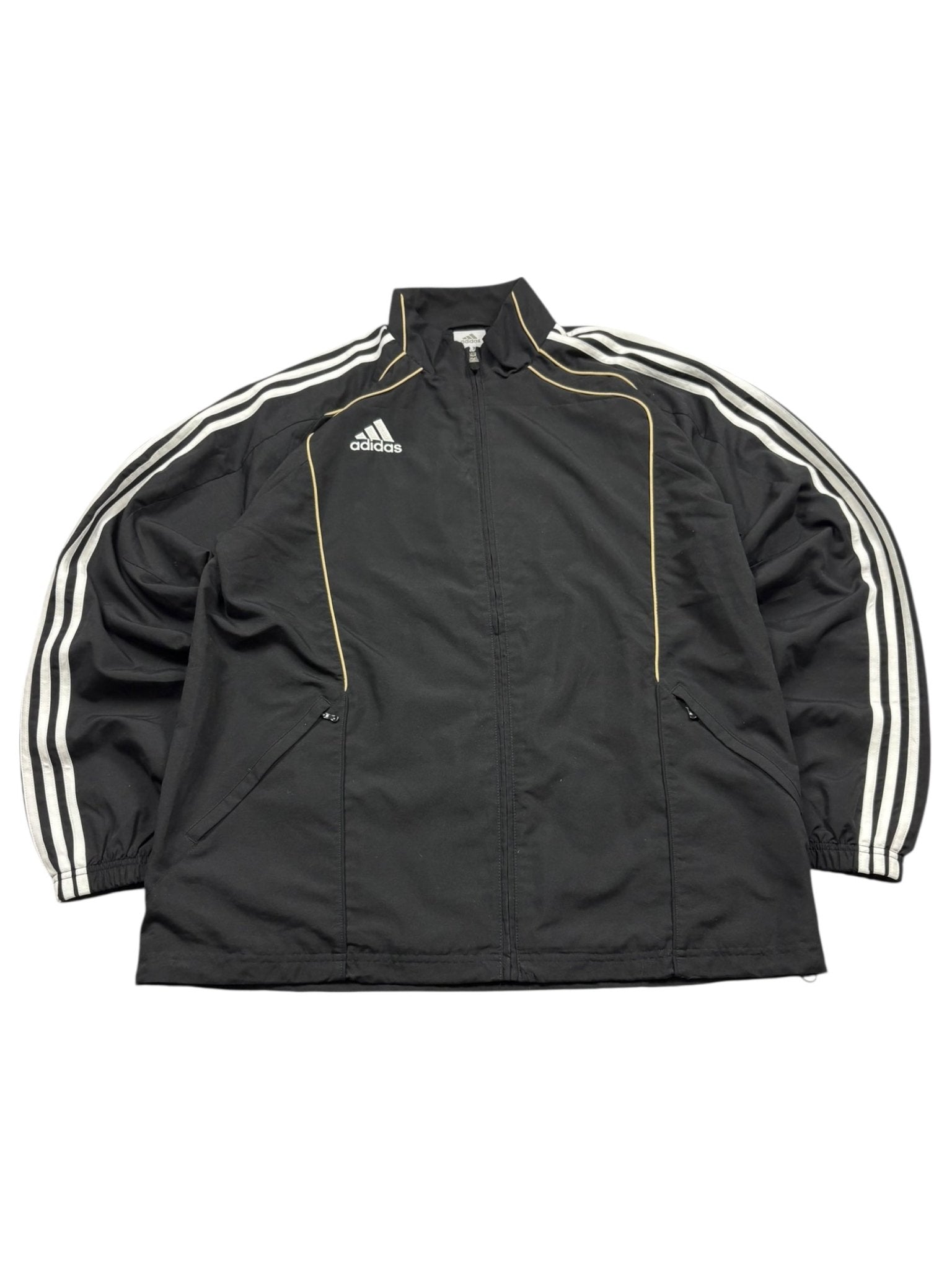 Adidas Trackjacket - Schwarz/Weiß/Gold (XL) - PKeyVintage