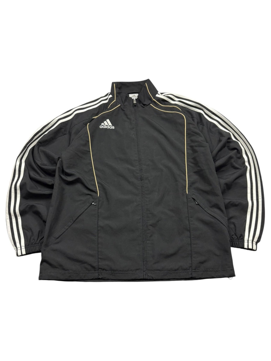 Adidas 3-Streifen Vintage Trackjacket in Schwarz/Gold – Vorderansicht