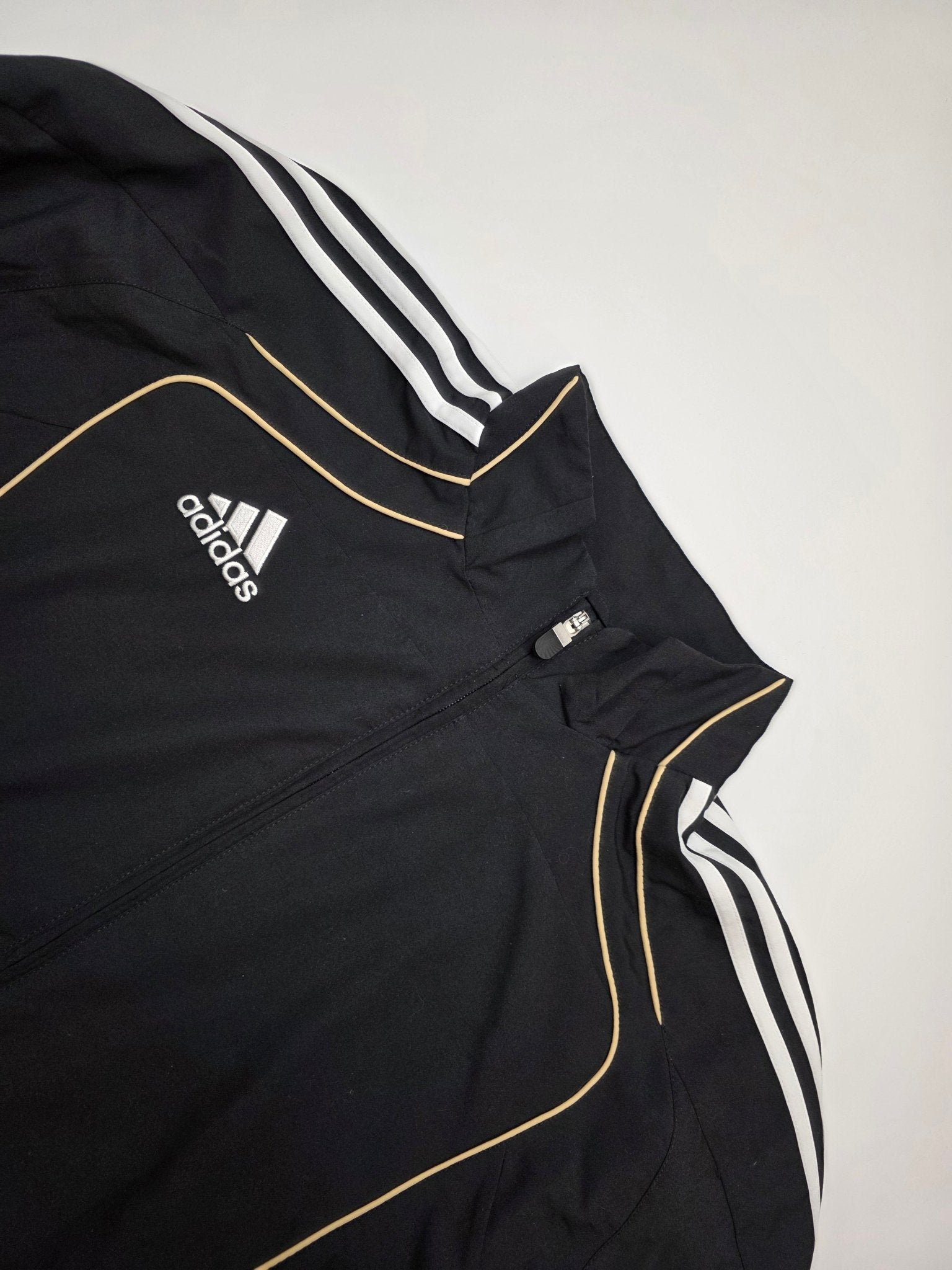 Adidas Trackjacket - Schwarz/Weiß/Gold (XL) - PKeyVintage