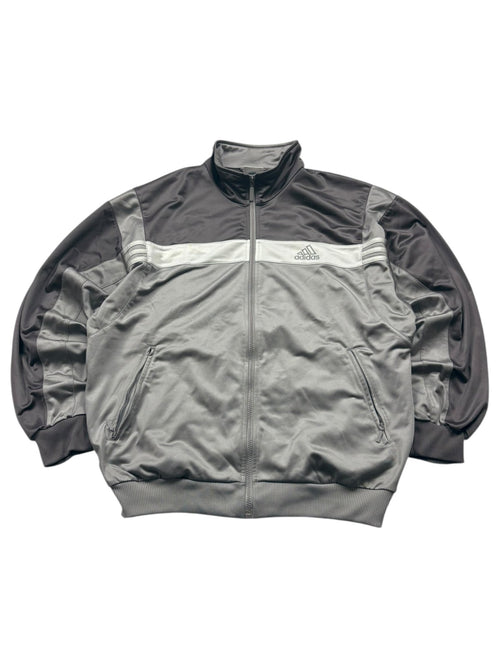 Adidas Backprint Vintage Trackjacket in Grau/Dunkelgrau – Vorderansicht
