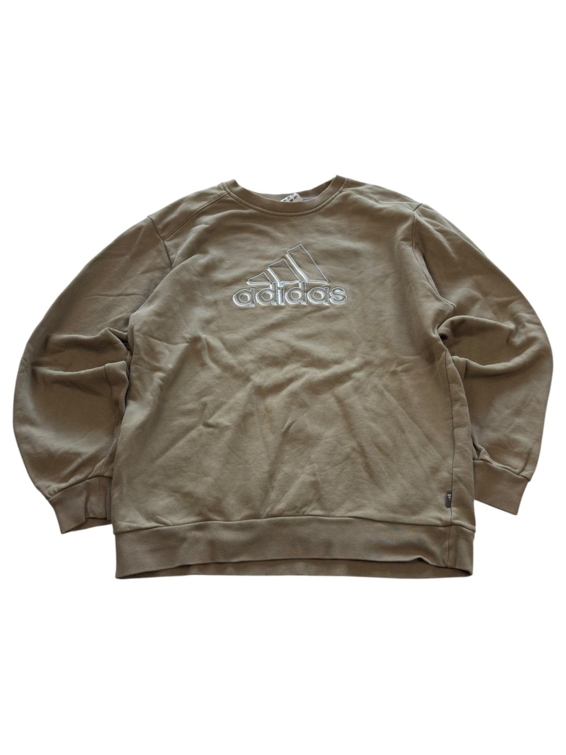 Adidas Vintage Sweater Khaki – Gesticktes Brustlogo (S) - PKeyVintage
