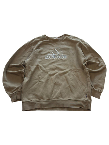 Adidas Vintage Sweater Khaki – Gesticktes Brustlogo (S) - PKeyVintage