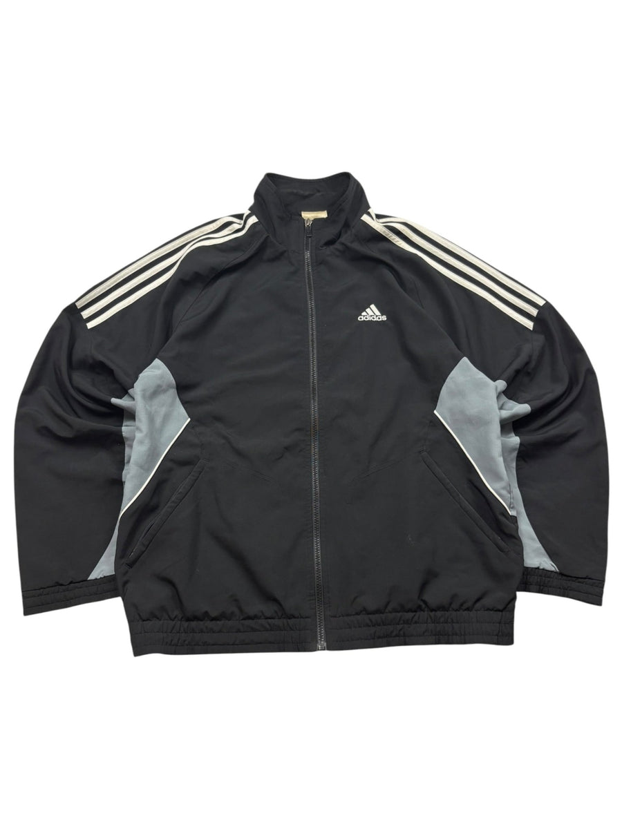 Adidas 3-Streifen Y2K Vintage Trackjacket in Schwarz/Grau – Vorderansicht