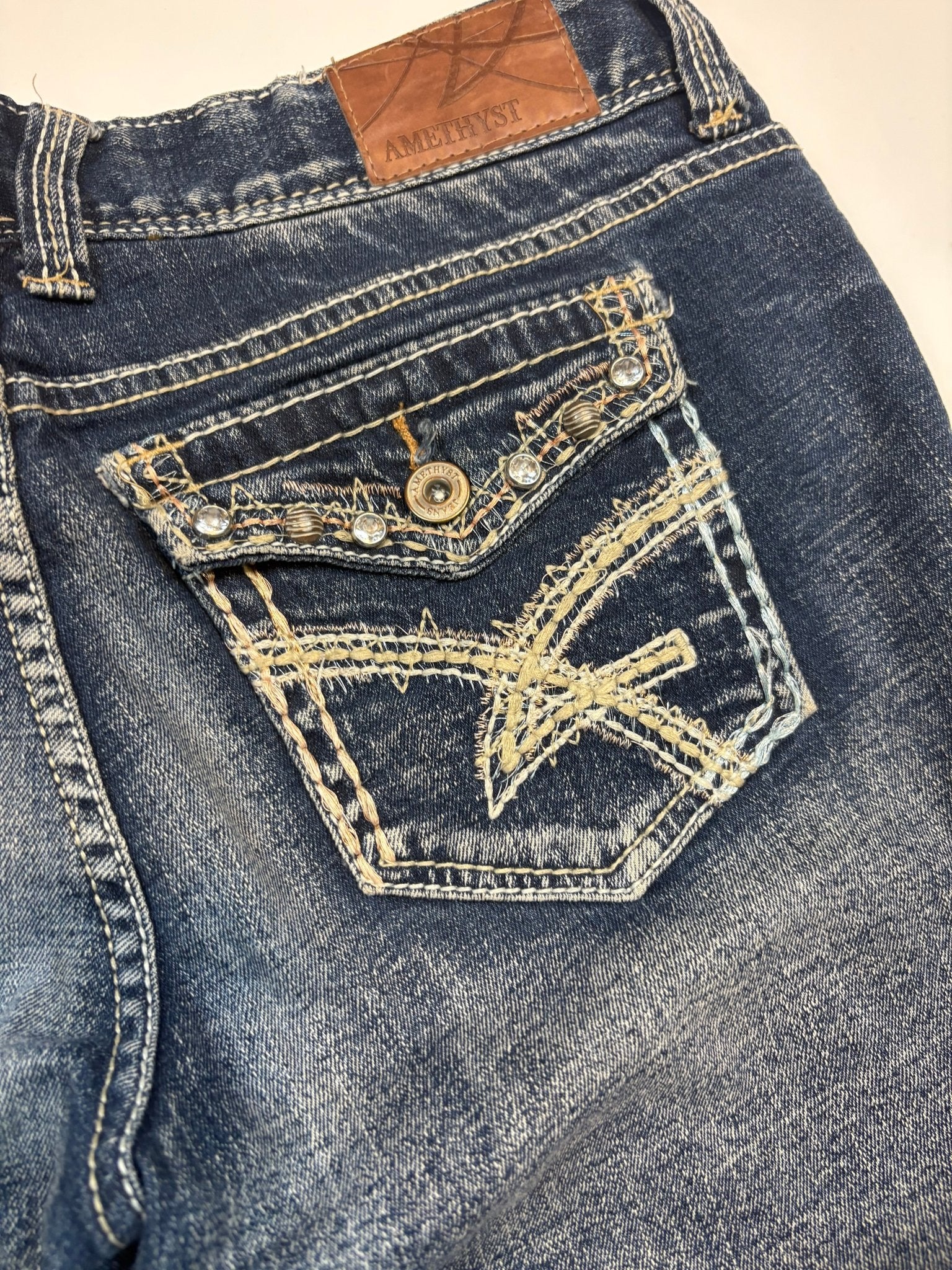 Amethyst Strass - Flap Vintage Jeans – Blau (11) - PKeyVintage