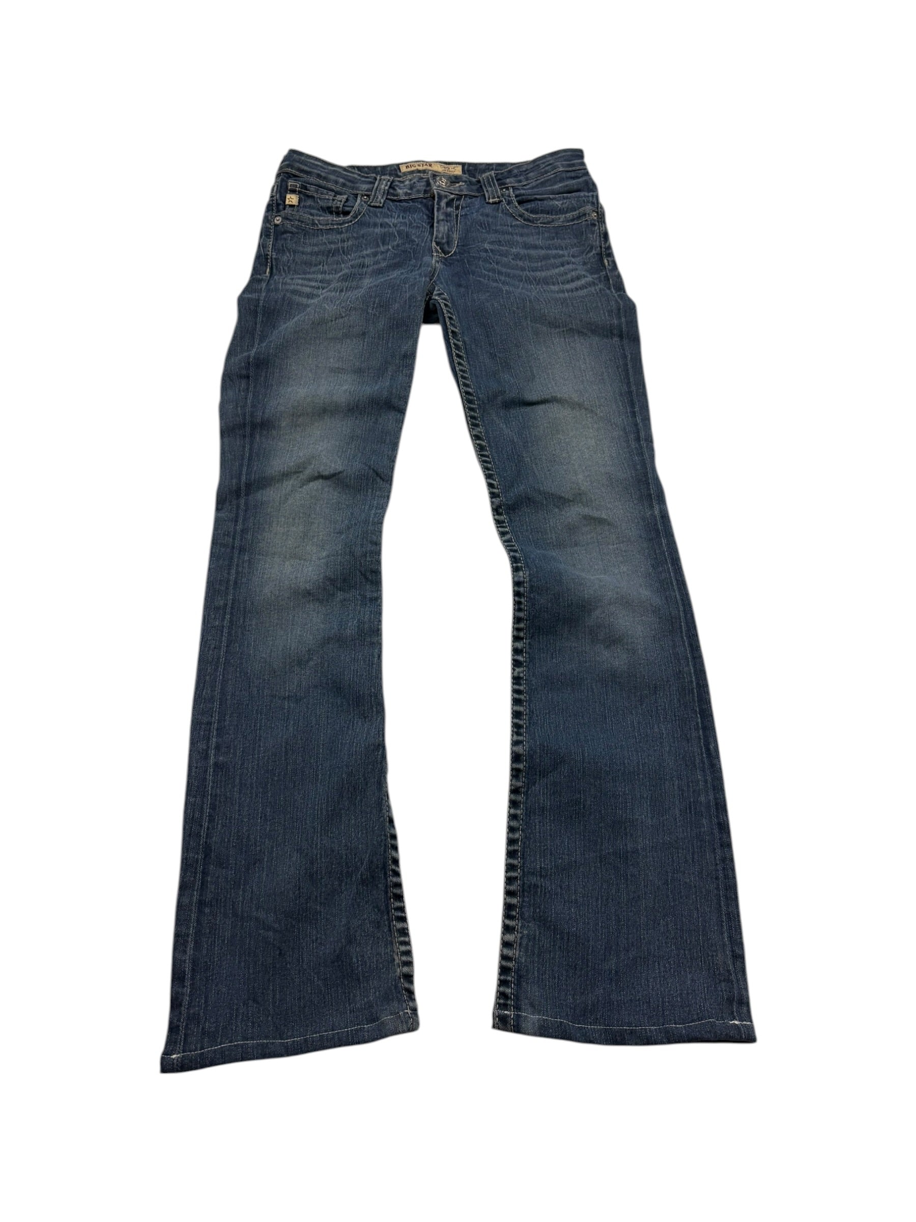 Big Star Jeans Blau Größe 28 – Frontansicht mit niedriger Bundhöhe und leicht ausgestelltem Bein