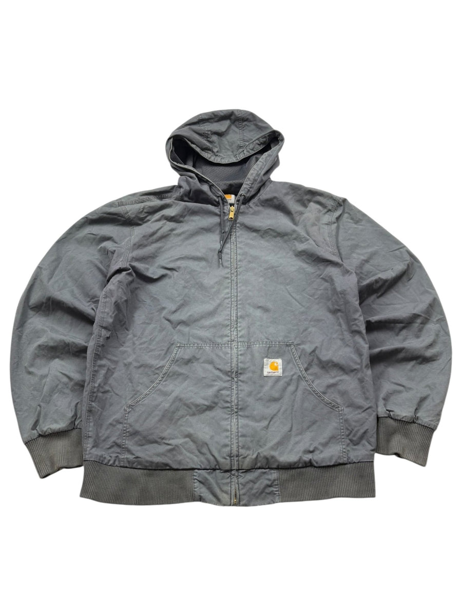 Carhartt Logo Patch Vintage Jacke in Grau – Vorderansicht