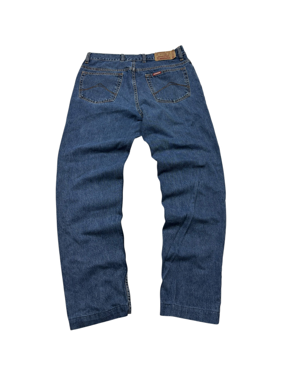 Carrera 700 Jeans Blau Größe 50 – Rückansicht mit großem Rückenpatch und rotem Pocket-Tab
