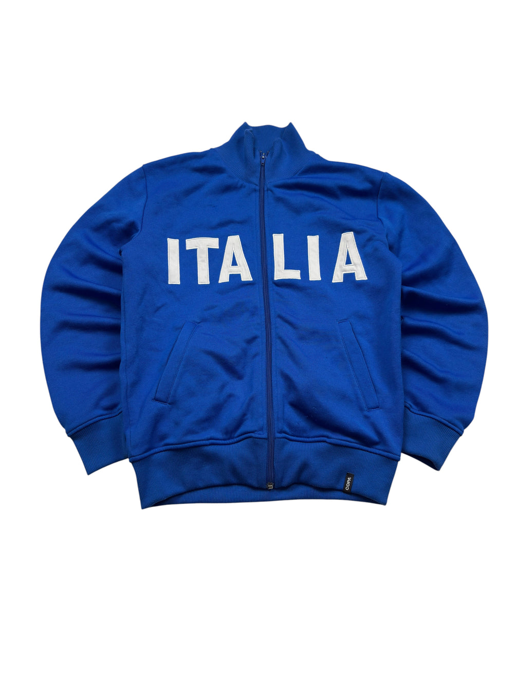 COPA Italia Vintage Trackjacket Blau S – Frontansicht mit ITALIA-Schriftzug