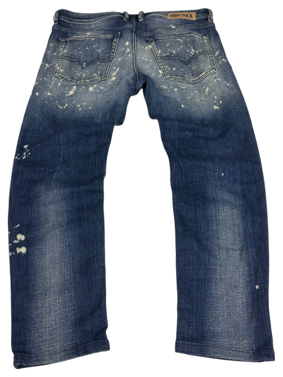 Diesel Paint Splatter Vintage Baggy Jeans in Dunkelblau – Vorderansicht
