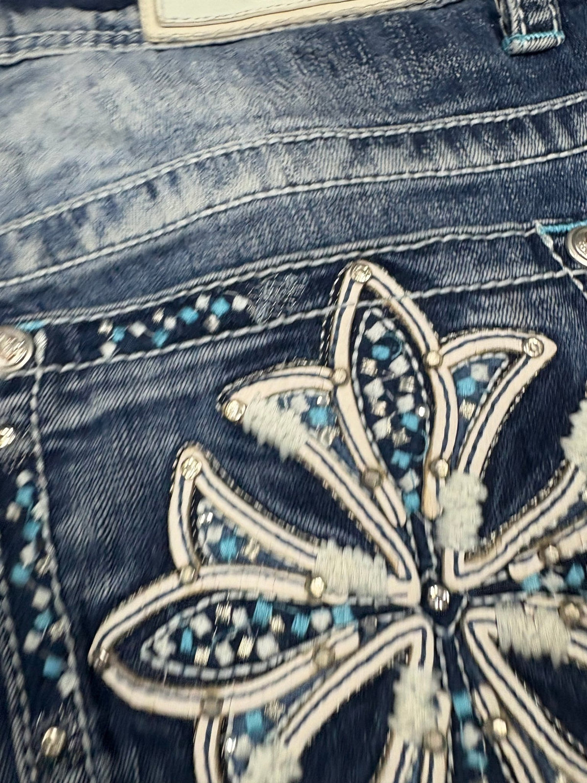 Grace LA Blumen - Pocket Vintage Jeans – Blau (19) - PKeyVintage