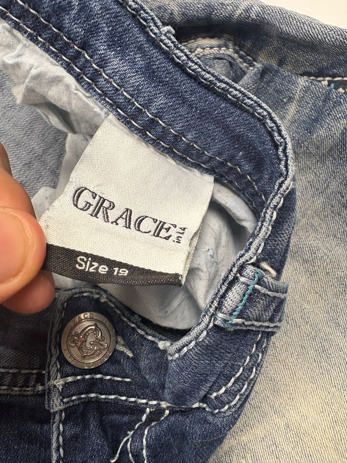 Grace LA Blumen - Pocket Vintage Jeans – Blau (19) - PKeyVintage