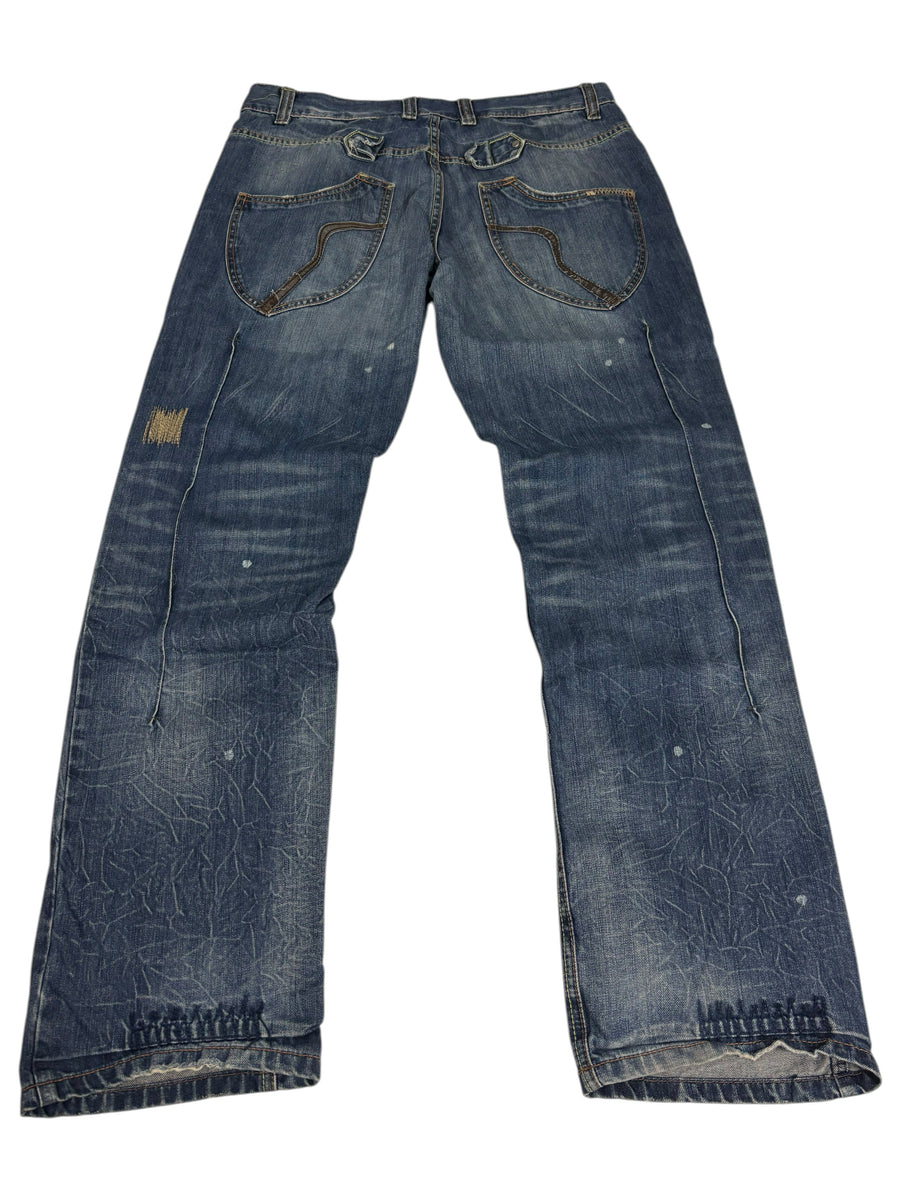 Japan Style Y2K Vintage Baggy Jeans in Washed Blue – Vorderansicht